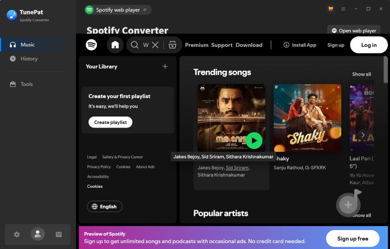 loaded Spotify Web Player | TunePat Spotify Music Converter
