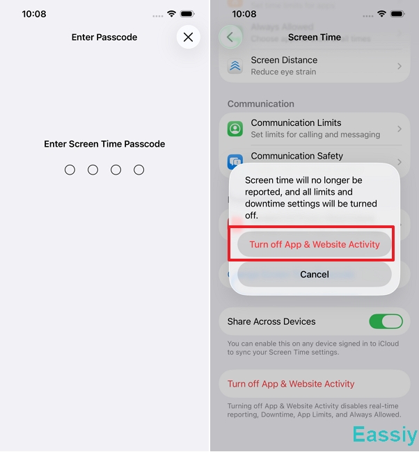 Tap Turn Off App & Website Activity again to confirm