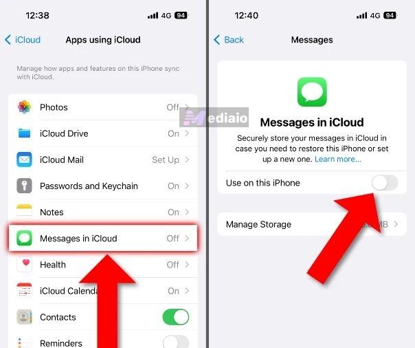 iCloud sync | Turn Off Face ID for Messages