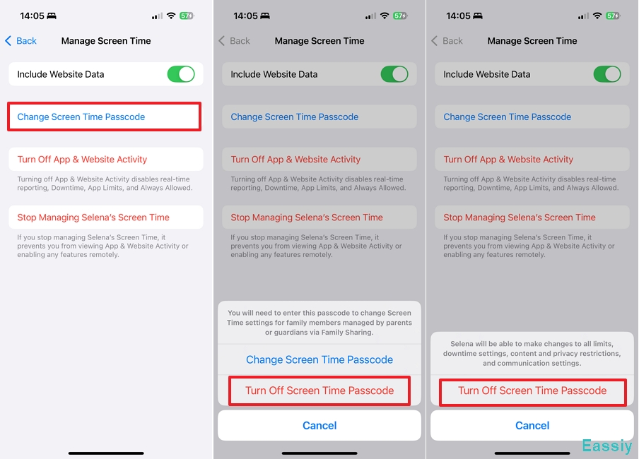 Turn Off Screen Time Passcode for child