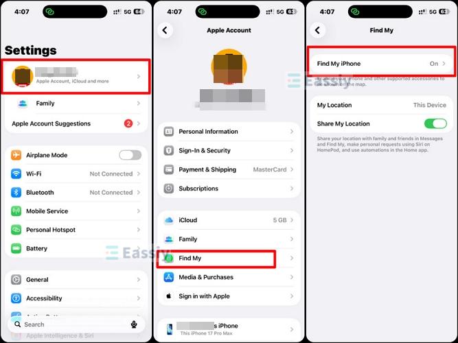 toggle on Find My iPhone | Add Another iPhone on Find My iPhone