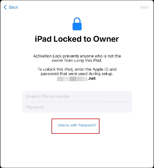 tap Unlock with Passcode | Factory Reset iPad Without Apple ID Password