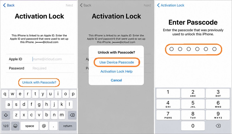 enter screen passcode | Unlock an iPhone Locked with iCloud