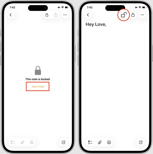 unlock iPhone notes