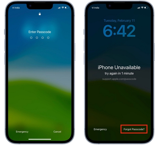 tap Forgot Passcode | Unlock iPhone Without Passcode or Face ID