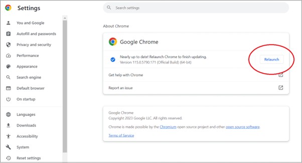 restart Chrome | youtube does not work on chrome