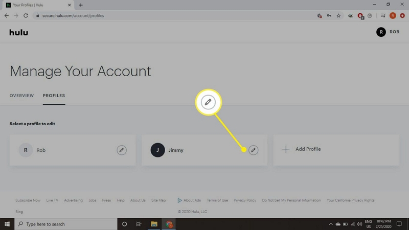 select the pencil | hulu parental controls