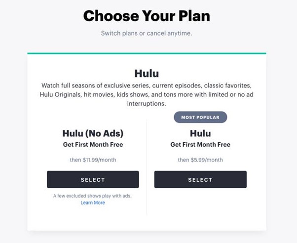 upgrade Hulu plan | Block Ads on Hulu