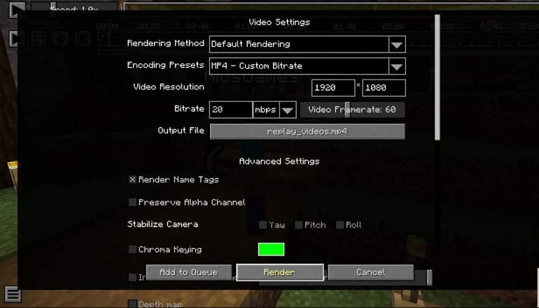 hit Render | Minecraft Recording Mods