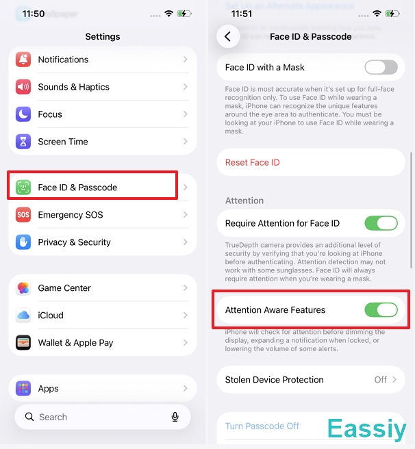 Disable Attention Awareness Features