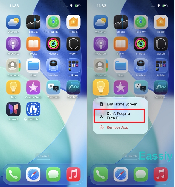Remove Face ID from Specific Apps