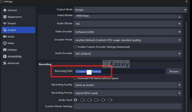 copy paths | Where Does OBS Save Recordings