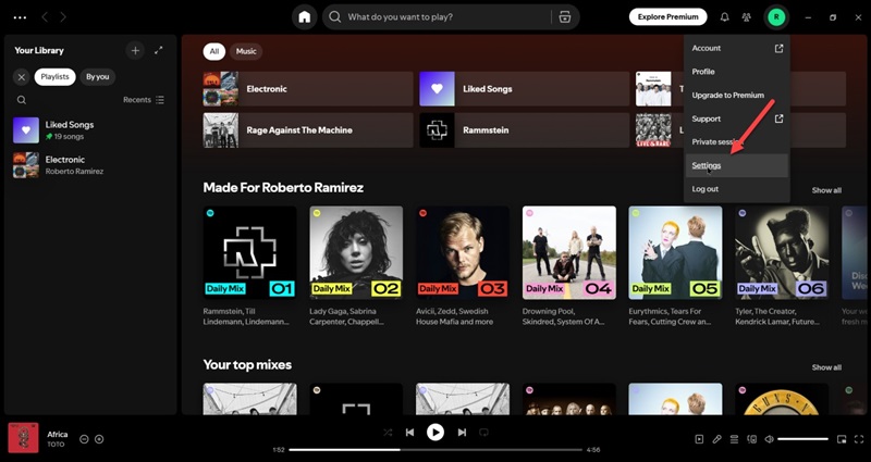 click avatar | Make Apple Music Dark Mode