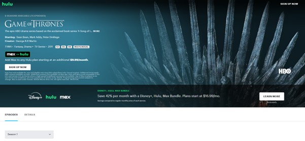start watching | is game of thrones on hulu 