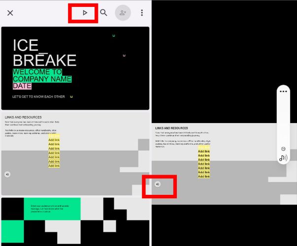 tap Slideshow button | Add YouTube Music to Google Slides