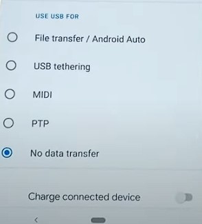 Android device USB preferences | Crossfade YouTube Music
