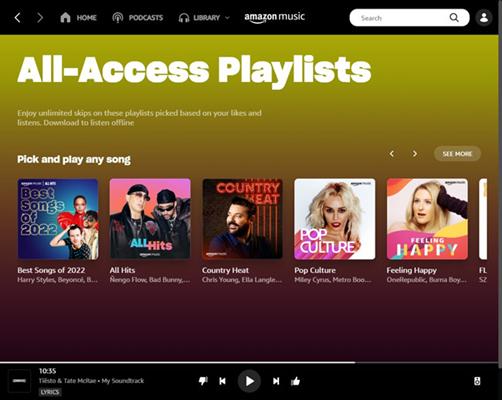 All-Access playlists | Turn off Shuffle on Amazon Music