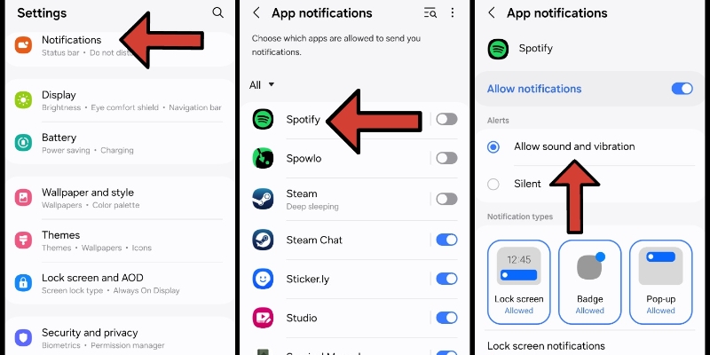 tap Allow sound and vibration | Spotify Not Working on Android Auto