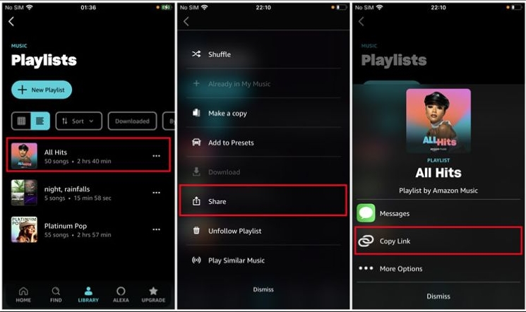 select Copy Link | Download Amazon Music for Offline Listening