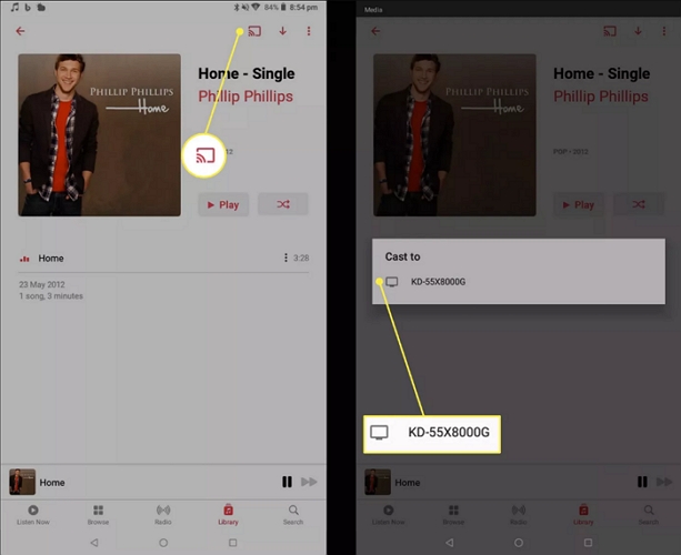 use cast feature | Play Apple Music on Roku