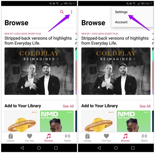 select Settings | Make Apple Music Dark Mode
