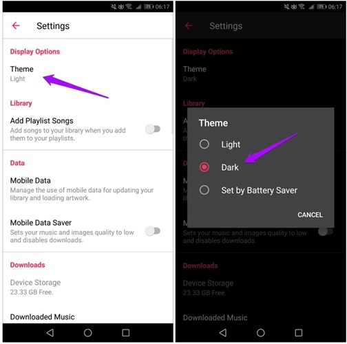 choose Dark | Make Apple Music Dark Mode