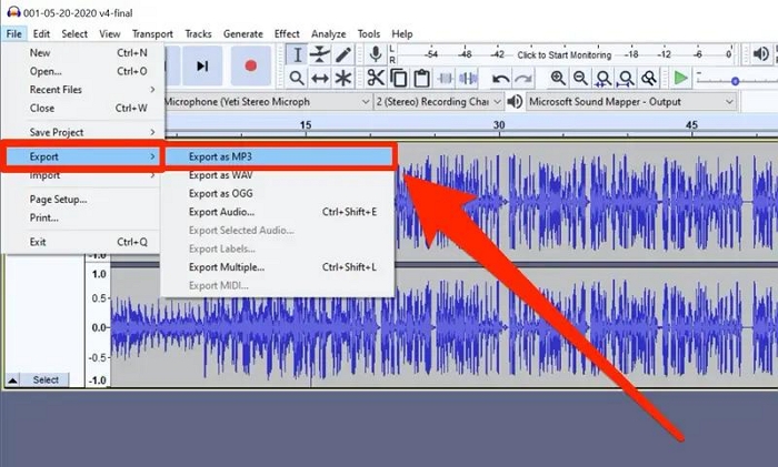 select Export as MP3 | Convert Spotify Link to MP3