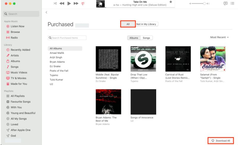 click Download All | Turn off iCloud Music Library