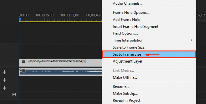 choose Set to Frame Size | Video Enhancement Software