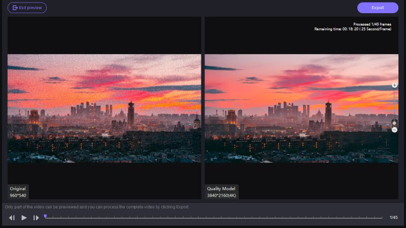 click Export | Video Enhancement Software