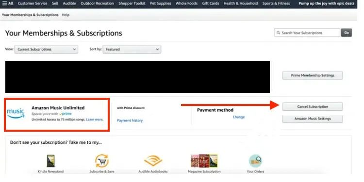 select Cancel Subscription | Why Am I Being Charged for Amazon Music
