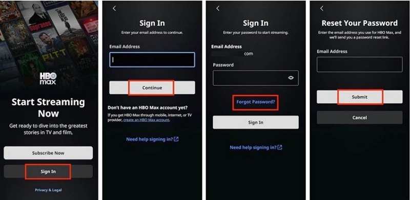 Enter your new password | hbo max password reset