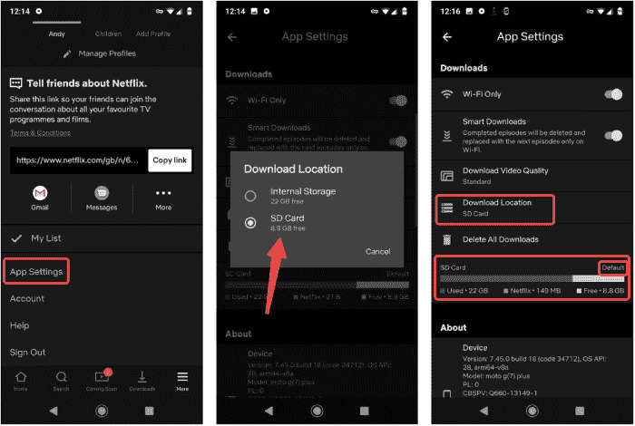 downloads on the SD card | where are netflix downloads stored