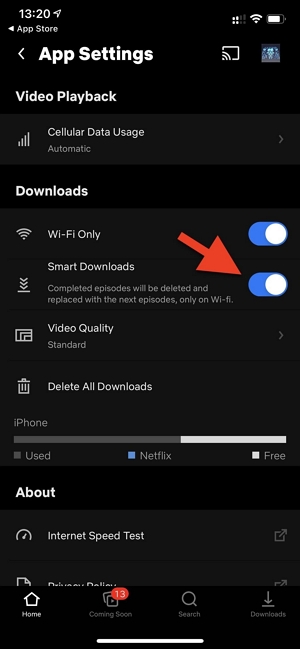 smart downloads | where are netflix downloads stored