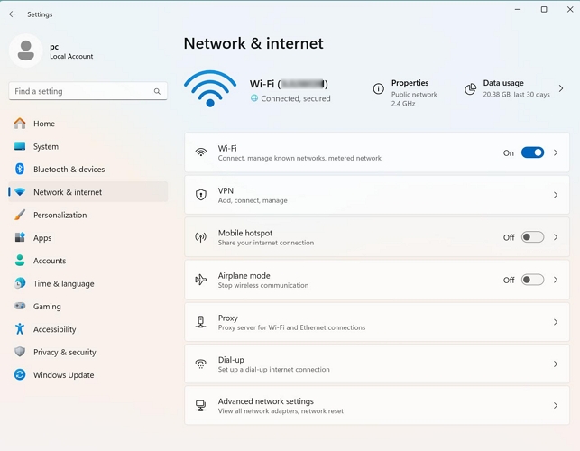 head to Network and Internet | Can't Add Apple Music to Sonos with Correct Password