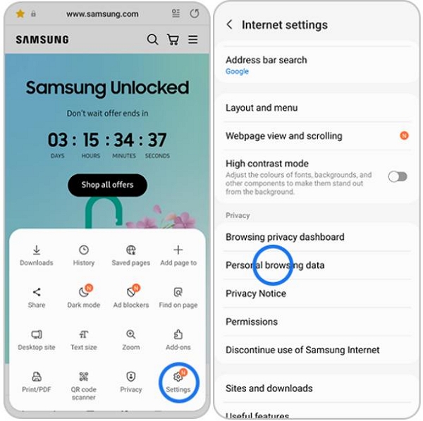 samsung browser settings | recover deleted samsung internet browser history