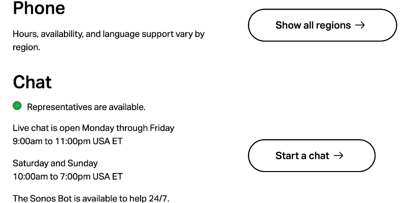 click Start a chat | Can't Add Apple Music to Sonos with Correct Password