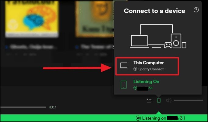 select This device | Crossfade Songs on Spotify