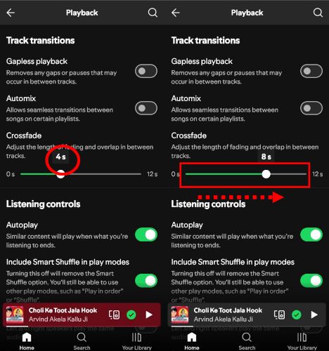 show exact number | Crossfade Songs on Spotify