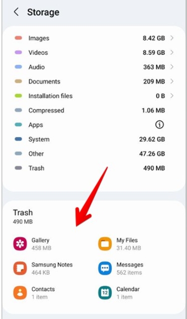 clear trash in storage step 3 | Empty Trash on Samsung Phone
