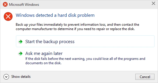 Windows detected a hard drive problem | Disk Recovery
