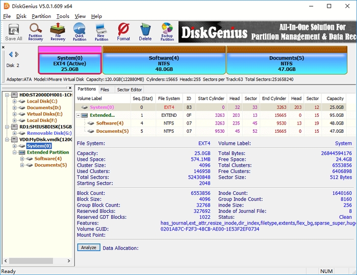 DiskGenius interface| Disk Recovery
