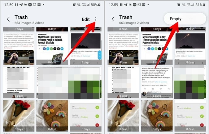 empty gallery trash step 3 | Empty Trash on Samsung Phone