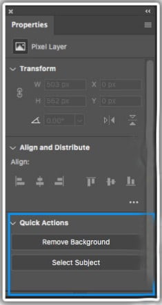 With Quick Action step 5 | remove background from image Photoshop