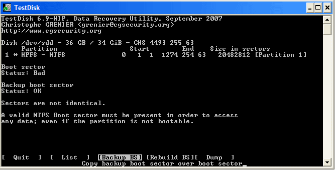 Testdisk step 7 | Testdisk Data Recovery