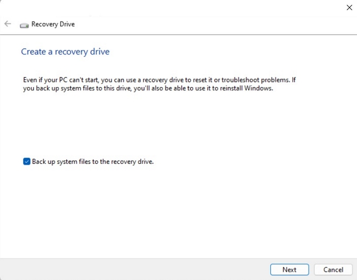 create recovery drive step 2 | Disk Recovery