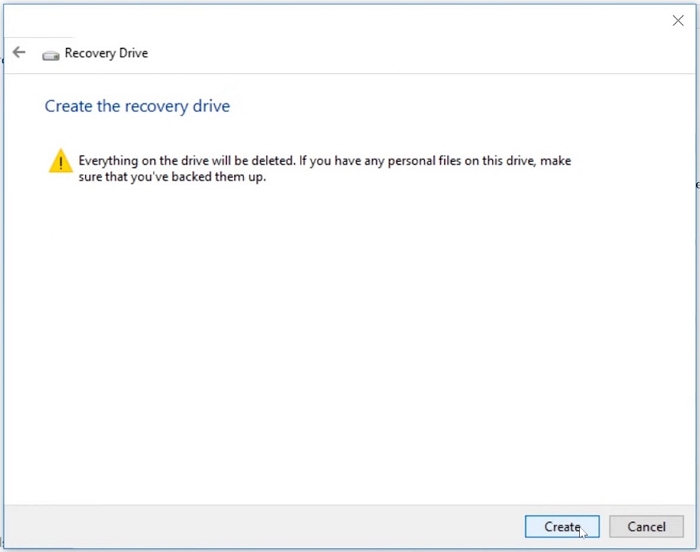 create recovery drive step 4 | Disk Recovery