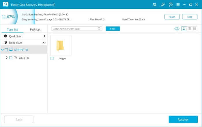 Eassiy Data Recovery step 2 | Disk Video Recovery