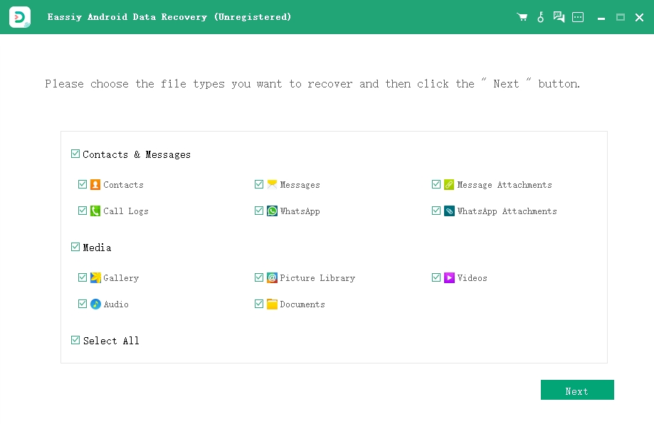 Eassiy android data recovery step 3 | Empty Trash on Samsung Phone