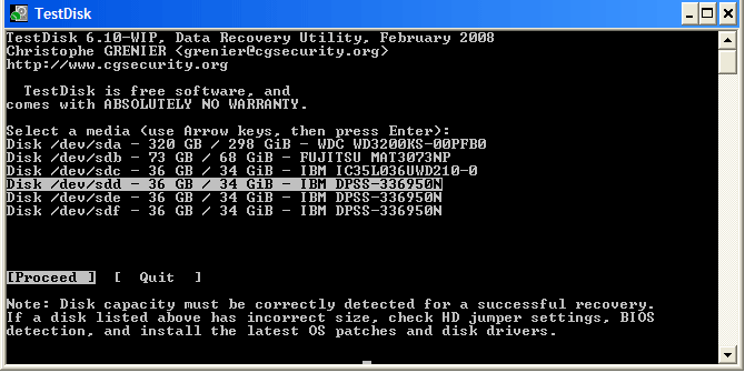 Testdisk interface | HDD Recovery